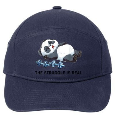 Panda The Struggle Is Real Weightlifting Fitness Gym Funny 7-Panel Snapback Hat