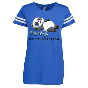 Panda The Struggle Is Real Weightlifting Fitness Gym Funny Enza Ladies Jersey Football T-Shirt