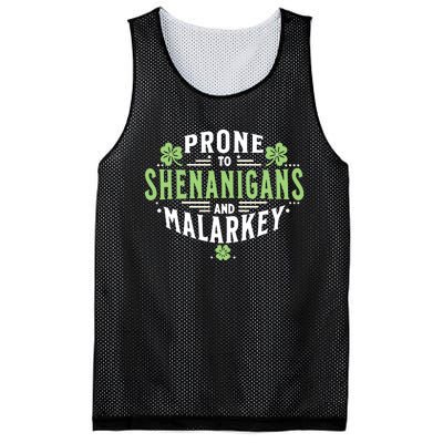 Prone To Shenanigans & Malarkey Fun Clovers St PatrickS Day Mesh Reversible Basketball Jersey Tank