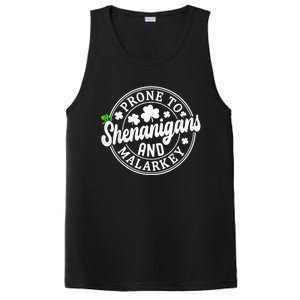 Prone To Shenanigans And Malarkey Shamrock St Patricks Day PosiCharge Competitor Tank