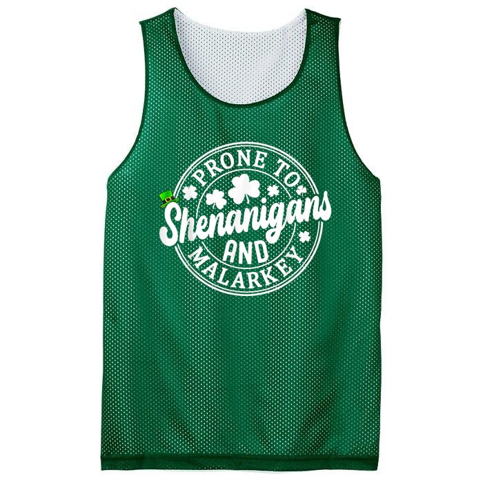 Prone To Shenanigans And Malarkey Shamrock St Patricks Day Mesh Reversible Basketball Jersey Tank