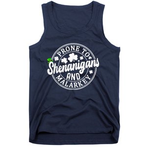 Prone To Shenanigans And Malarkey Shamrock St Patricks Day Tank Top