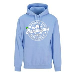 Prone To Shenanigans And Malarkey Shamrock St Patricks Day Unisex Surf Hoodie