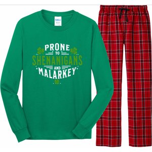 Prone To Shenanigans And Malarkey St Patricks Day Long Sleeve Pajama Set