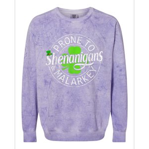 Prone To Shenanigans And Malarkey St Patricks Day Colorblast Crewneck Sweatshirt