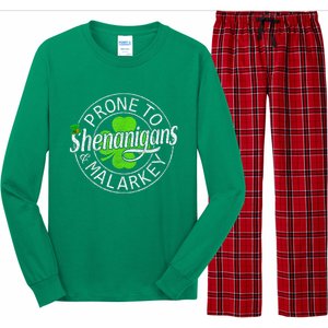 Prone To Shenanigans And Malarkey St Patricks Day Long Sleeve Pajama Set