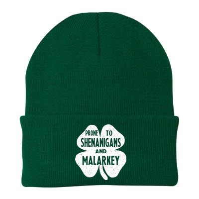 Prone To Shenanigans And Malarkey Happy St Patricks Day Knit Cap Winter Beanie