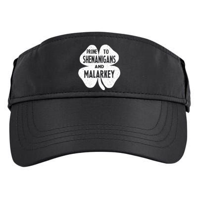 Prone To Shenanigans And Malarkey Happy St Patricks Day Adult Drive Performance Visor