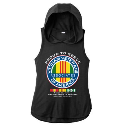 Proud To Serve Vietnam Veterans Associates Of America Meaningful Gift Ladies PosiCharge Tri-Blend Wicking Draft Hoodie Tank