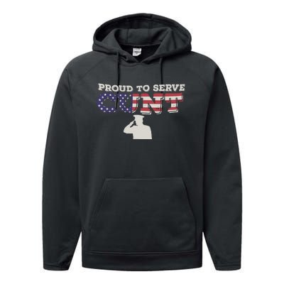 Proud To Serve Cunt Performance Fleece Hoodie