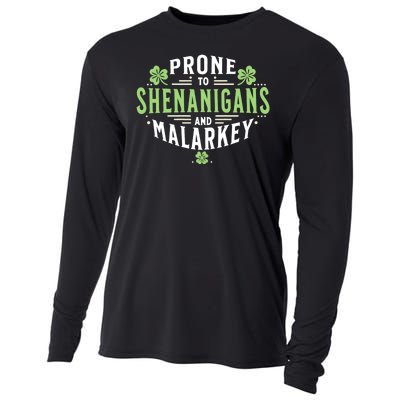 Prone To Shenanigans & Malarkey Fun Clovers St PatrickS Day Cooling Performance Long Sleeve Crew