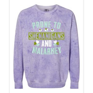 Prone To Shenanigans And Malarkey St Patricks Day Women Colorblast Crewneck Sweatshirt