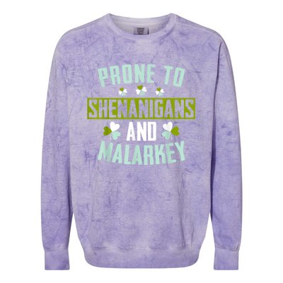 Prone To Shenanigans And Malarkey St Patricks Day Women Colorblast Crewneck Sweatshirt