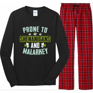 Prone To Shenanigans And Malarkey St Patricks Day Women Long Sleeve Pajama Set