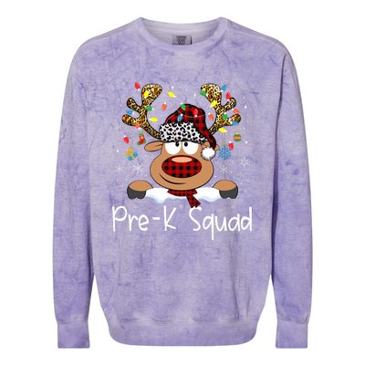 Prek Teacher Squad Reindeer Funny Teacher Christmas Xmas Pajamas Colorblast Crewneck Sweatshirt