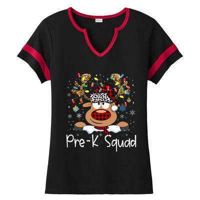 Prek Teacher Squad Reindeer Funny Teacher Christmas Xmas Pajamas Ladies Halftime Notch Neck Tee