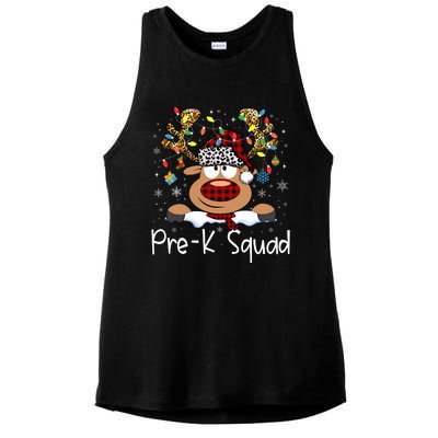 Prek Teacher Squad Reindeer Funny Teacher Christmas Xmas Pajamas Ladies PosiCharge Tri-Blend Wicking Tank