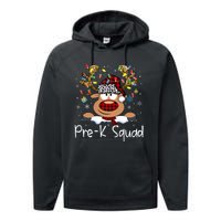 Prek Teacher Squad Reindeer Funny Teacher Christmas Xmas Pajamas Performance Fleece Hoodie