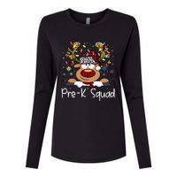 Prek Teacher Squad Reindeer Funny Teacher Christmas Xmas Pajamas Womens Cotton Relaxed Long Sleeve T-Shirt