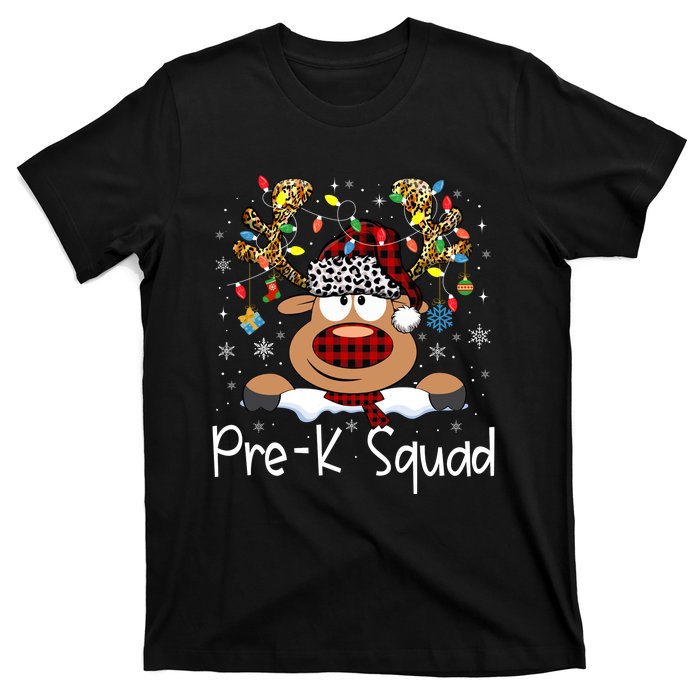 Prek Teacher Squad Reindeer Funny Teacher Christmas Xmas Pajamas T-Shirt