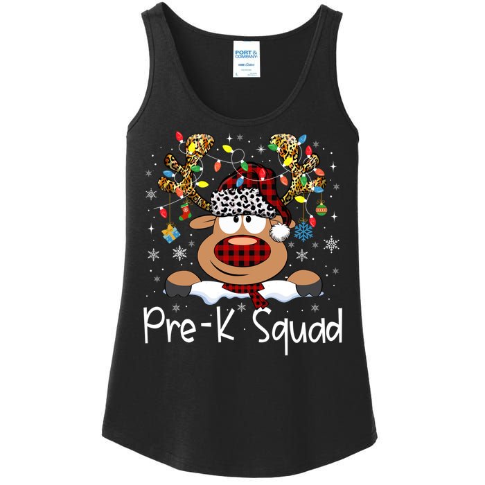 Prek Teacher Squad Reindeer Funny Teacher Christmas Xmas Pajamas Ladies Essential Tank