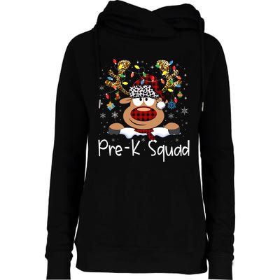 Prek Teacher Squad Reindeer Funny Teacher Christmas Xmas Pajamas Womens Funnel Neck Pullover Hood