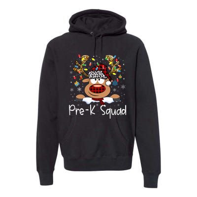 Prek Teacher Squad Reindeer Funny Teacher Christmas Xmas Pajamas Premium Hoodie