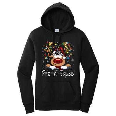 Prek Teacher Squad Reindeer Funny Teacher Christmas Xmas Pajamas Women's Pullover Hoodie