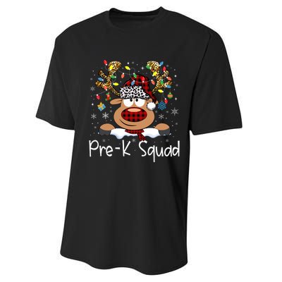 Prek Teacher Squad Reindeer Funny Teacher Christmas Xmas Pajamas Performance Sprint T-Shirt