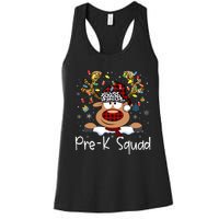 Prek Teacher Squad Reindeer Funny Teacher Christmas Xmas Pajamas Women's Racerback Tank