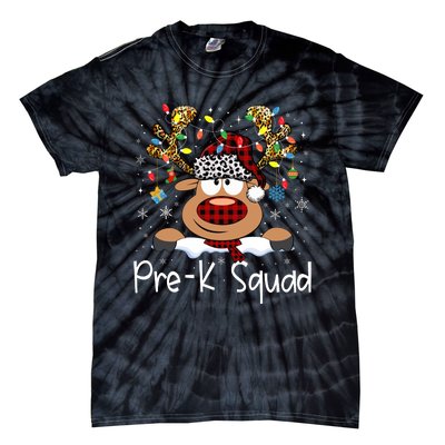 Prek Teacher Squad Reindeer Funny Teacher Christmas Xmas Pajamas Tie-Dye T-Shirt