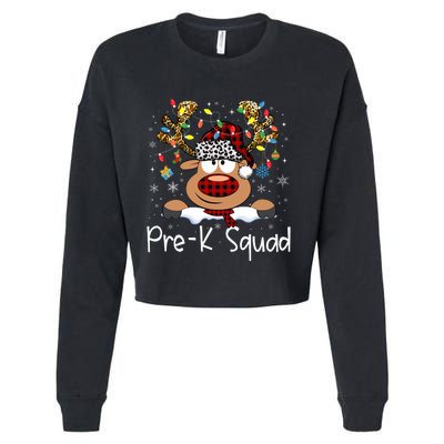 Prek Teacher Squad Reindeer Funny Teacher Christmas Xmas Pajamas Cropped Pullover Crew