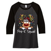 Prek Teacher Squad Reindeer Funny Teacher Christmas Xmas Pajamas Women's Tri-Blend 3/4-Sleeve Raglan Shirt