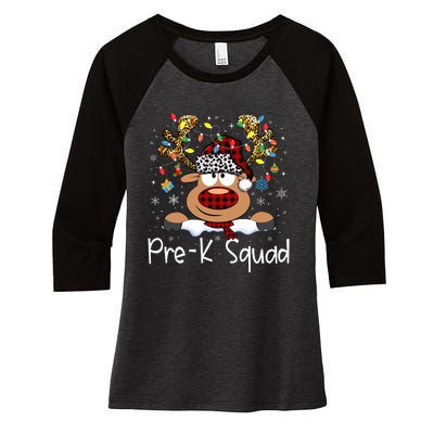 Prek Teacher Squad Reindeer Funny Teacher Christmas Xmas Pajamas Women's Tri-Blend 3/4-Sleeve Raglan Shirt