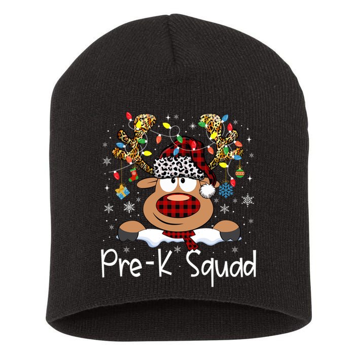 Prek Teacher Squad Reindeer Funny Teacher Christmas Xmas Pajamas Short Acrylic Beanie