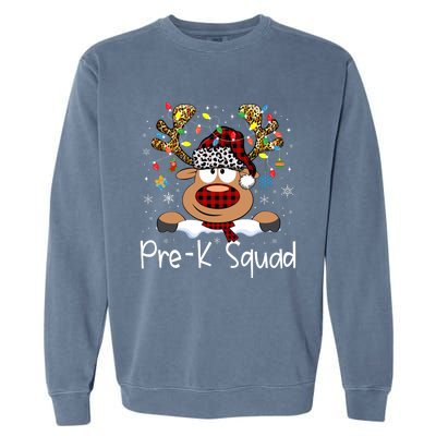 Prek Teacher Squad Reindeer Funny Teacher Christmas Xmas Pajamas Garment-Dyed Sweatshirt