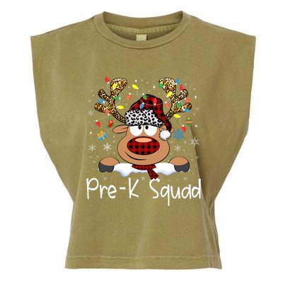 Prek Teacher Squad Reindeer Funny Teacher Christmas Xmas Pajamas Garment-Dyed Women's Muscle Tee