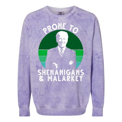 Prone To Shenanigans And Malarkey Funny Joe Biden Colorblast Crewneck Sweatshirt