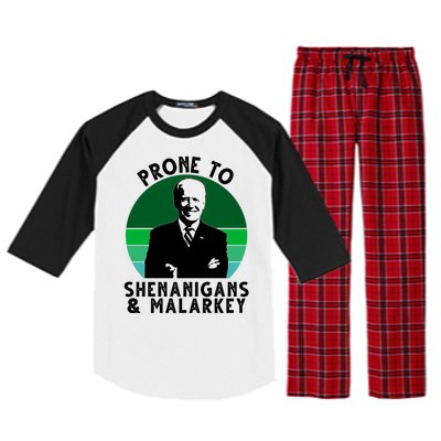 Prone To Shenanigans And Malarkey Funny Joe Biden Raglan Sleeve Pajama Set