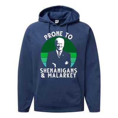 Prone To Shenanigans And Malarkey Funny Joe Biden Performance Fleece Hoodie