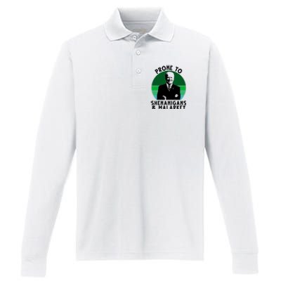 Prone To Shenanigans And Malarkey Funny Joe Biden Performance Long Sleeve Polo