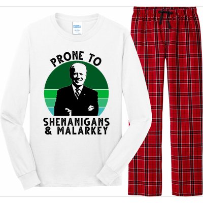 Prone To Shenanigans And Malarkey Funny Joe Biden Long Sleeve Pajama Set