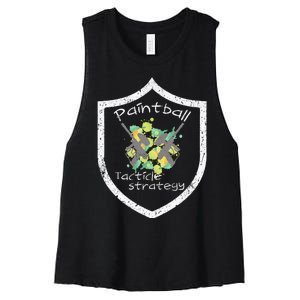 Paintball Tactile Strategy For Paintballers Women's Racerback Cropped Tank