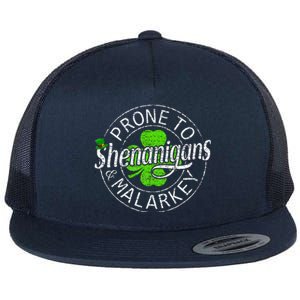 Prone To Shenanigans And Malarkey St Patricks Day Flat Bill Trucker Hat