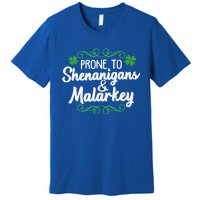 Prone To Shenanigans And Malarkey St Patricks Day Saying Meaningful Gift Premium T-Shirt