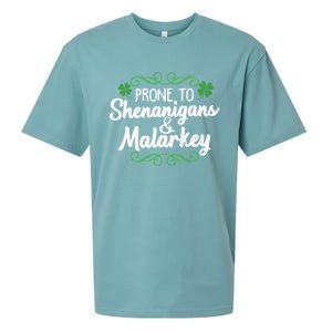 Prone To Shenanigans And Malarkey St Patricks Day Saying Meaningful Gift Sueded Cloud Jersey T-Shirt