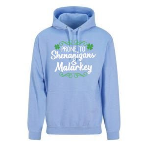 Prone To Shenanigans And Malarkey St Patricks Day Saying Meaningful Gift Unisex Surf Hoodie