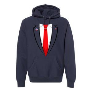 President Trump Suit Halloween Lazy Costume Flag Premium Hoodie