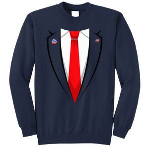 President Trump Suit Halloween Lazy Costume Flag Tall Sweatshirt