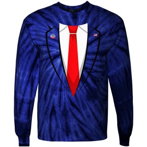 President Trump Suit Halloween Lazy Costume Flag Tie-Dye Long Sleeve Shirt